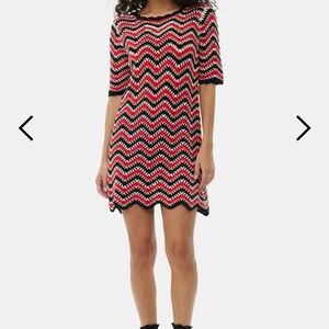 Ganni Red and Black Knit Mini Dress